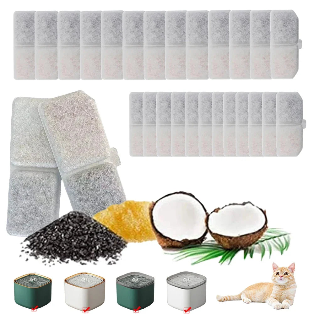 10/16PCS Pet Water Fountain Activated Carbon Filters Resin Core Compatible with Cat Dog Smart Water Dispensers