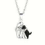Fashion Little Girl And Dog Hug Necklace