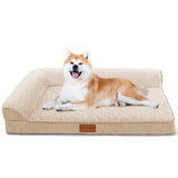 Jolifield Orthopedic Dog Bed for Medium Dogs 30X20 Waterproof L Shaped Medium Dog Sofa Pet Bed with Washable Removable Cover Non-Slip Soft Warm Comfortable Pet Couch Sleep Mat Ivory