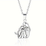 Fashion Little Girl And Dog Hug Necklace