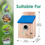 Bird House Wood Hanging Nesting Box Sheltered Warm Place Outside Bluebird Viewing House Feeder for Pet Supplies Patio Small Bird