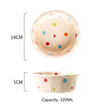 Cute Pets Double Bowl Dog Cat Food Water Feeder Stand Raised Ceramic Dish Bowl Wooden Table Pet Supplies