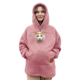 Ladies Winter Hooded Lamb Velvet Zipper Kangaroo Pocket Cat Dog Mommy Outwear Sweatshirt Comfortable Street Style Trendy Fashion