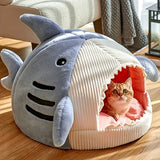 Plush Hooded Cat Cave Bed Round Semi‑Enclosed Shell Pet Nest Washable Anti‑Slip Warm All Season Sleeping Bed For Cats Small Dogs