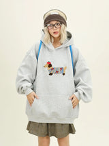 Women Sweatshirt Streetwear Couples Tops Casual Loose Hoodie Autumn Winter Cartoon Dog Embroidery Hooded Pullover