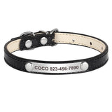 Personalized Cat Collar Custom Leather Cat Collars Free Engraved Puppy Kitten ID Necklace Bling Pet Collars for Small Dogs Cats