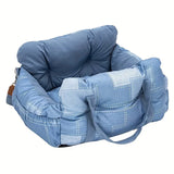 Dog Car Seat with Safety Belt - Non-Slip Pet Car Bed for Small Dogs, Washable Travel Carrier with Secure Straps for Safe Car