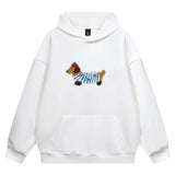 Women Sweatshirt Streetwear Couples Tops Casual Loose Hoodie Autumn Winter Cartoon Dog Embroidery Hooded Pullover