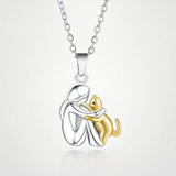 Fashion Little Girl And Dog Hug Necklace
